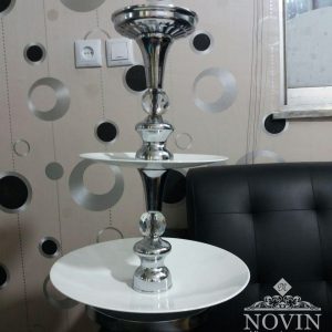 ظرف میوه شیرینی تمام فلزی با آبکاری نقره ای می باشد.تجهیزات تالاری نوین تولید کننده جدیدترین میز و صندلی و شمعدانی و ظروف میوه تالاری...